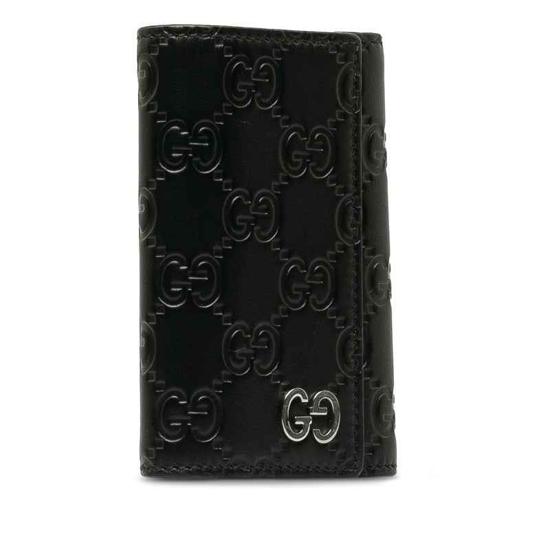 Gucci Leather Interlocking G Key Case Black