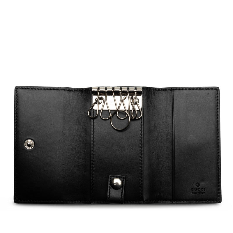 Gucci Leather Interlocking G Key Case Black