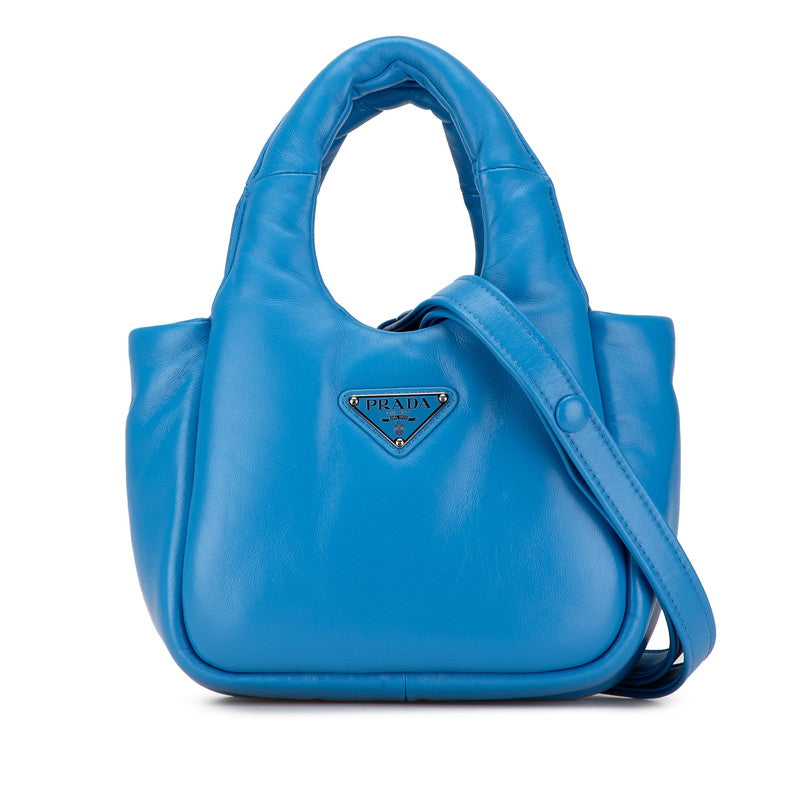 Prada Nappa Leather Soft Padded Mini Handbag 2WAY Light Blue