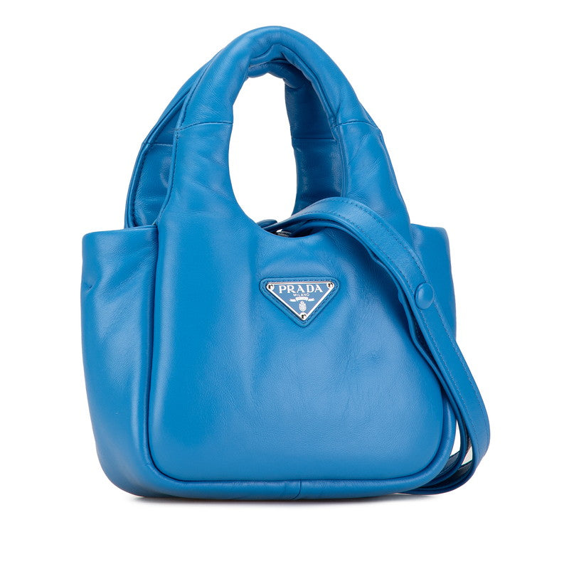 Prada Nappa Leather Soft Padded Mini Handbag 2WAY Light Blue