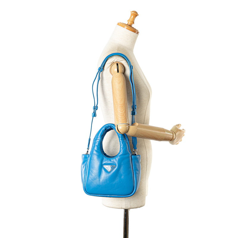 Prada Nappa Leather Soft Padded Mini Handbag 2WAY Light Blue