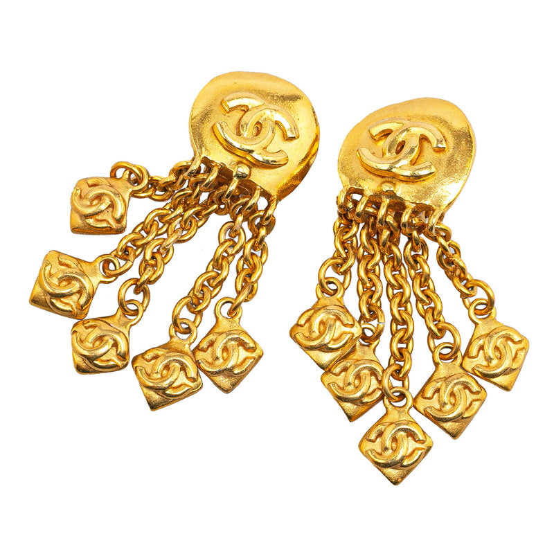 Chanel Vintage Coco Mark Swing Earrings Gold