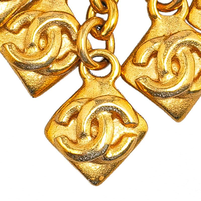 Chanel Vintage Coco Mark Swing Earrings Gold Plated