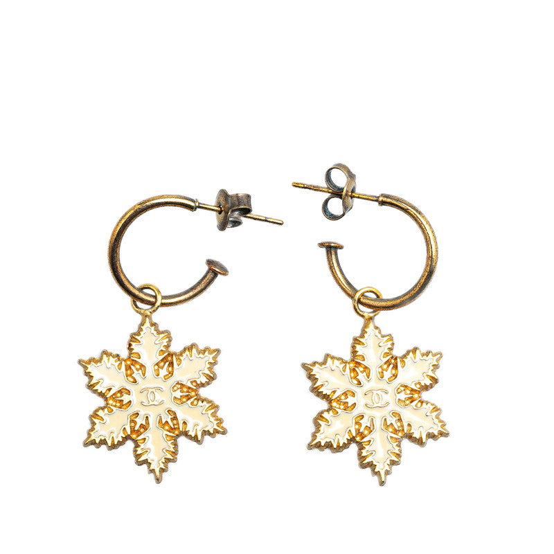 Chanel Snowflake Motif Earrings Gold