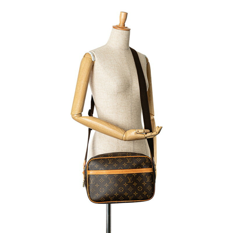 Louis Vuitton Monogram Reporter PM Shoulder Bag M45254 Brown PVC Leather