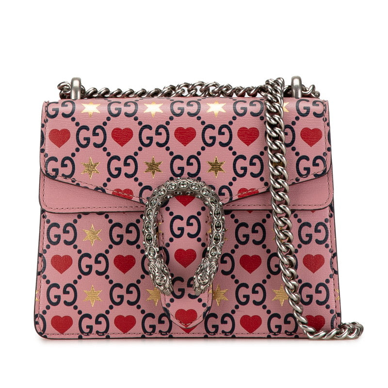 Gucci Dionysus Heart Chain Shoulder Bag 421970 Pink Leather in Very Good Condition