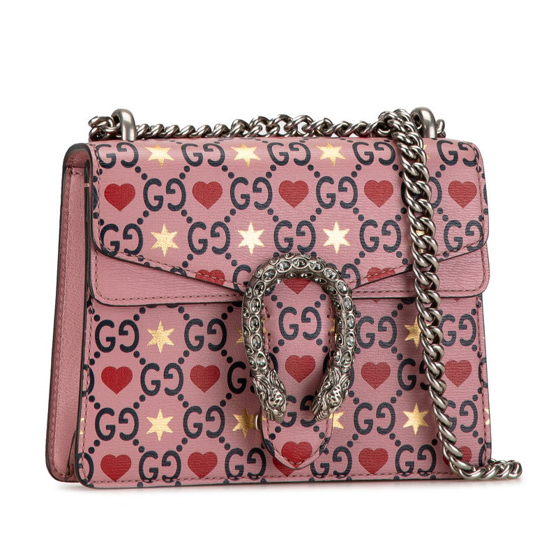 Gucci Dionysus Heart Chain Shoulder Bag 421970 Pink Leather in Very Good Condition