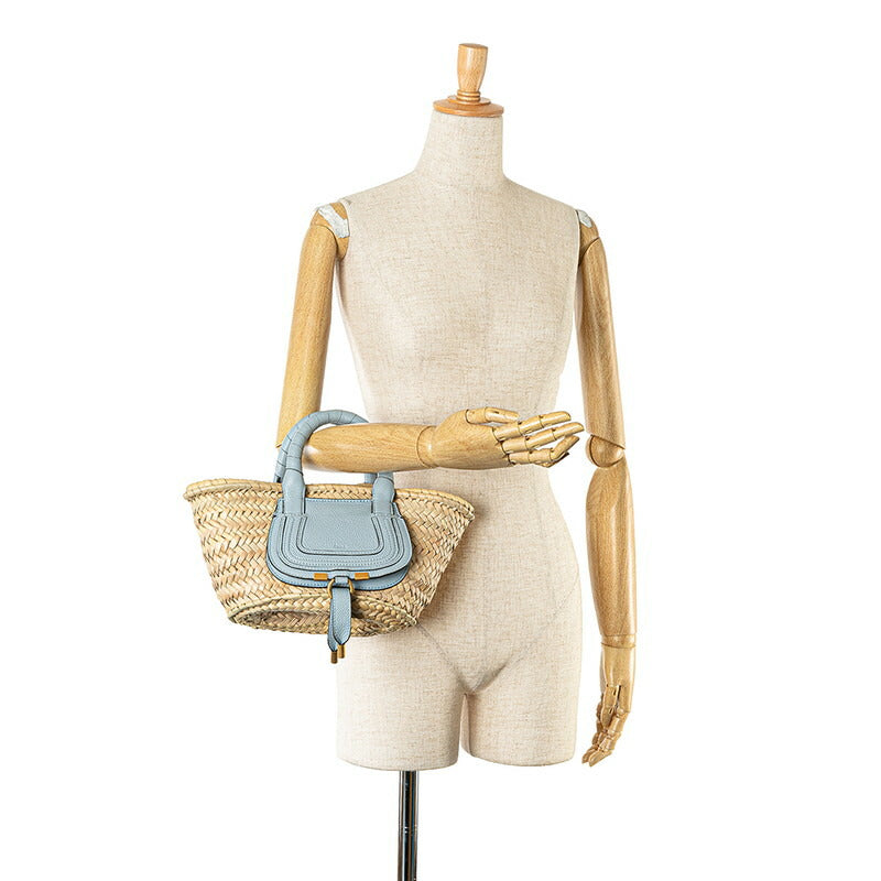 Chloe Marcie Mini Basket Bag Raffia Leather