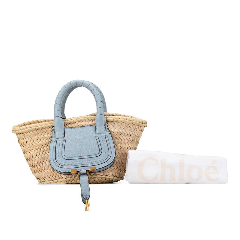 Chloe Marcie Mini Basket Bag Raffia Leather