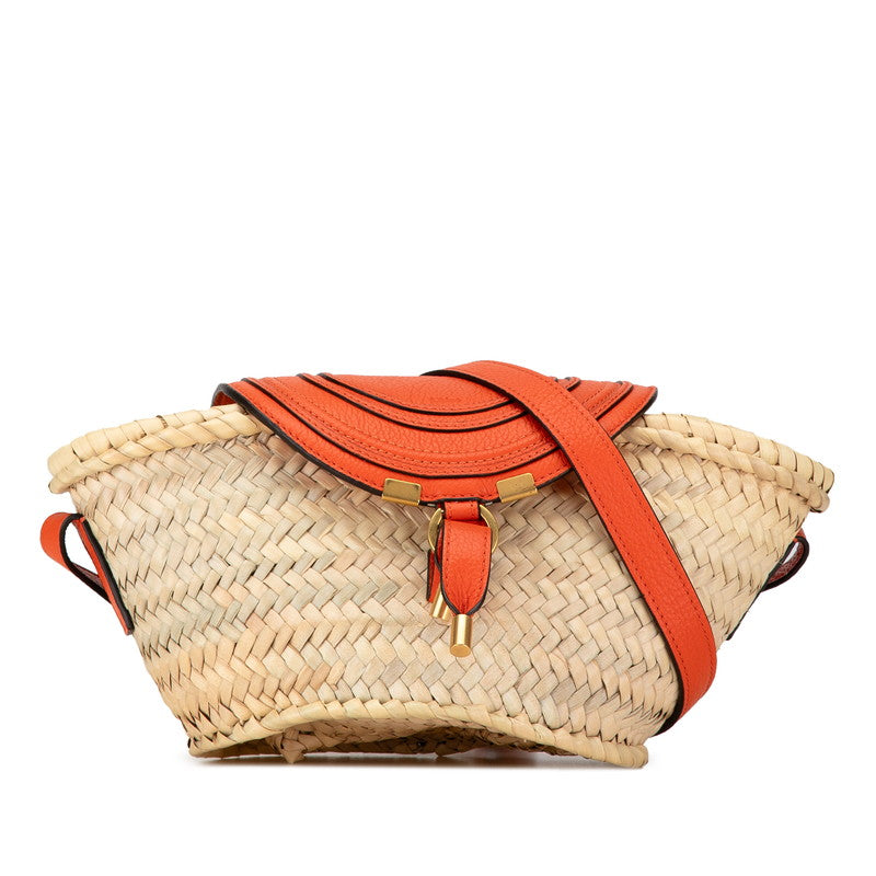 Chloe Marcie Small Raffia Leather Crossbody Shoulder Bag