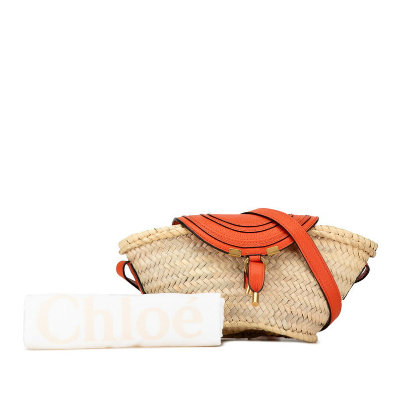 Chloe Marcie Small Raffia Leather Crossbody Shoulder Bag