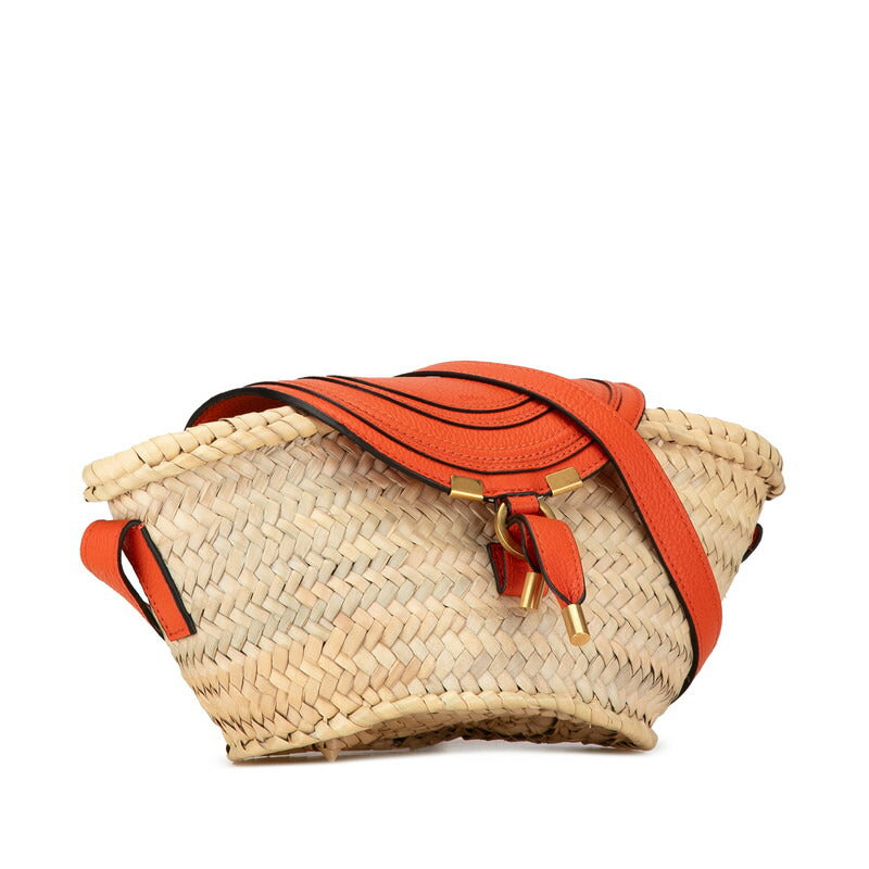 Chloe Marcie Small Raffia Leather Crossbody Shoulder Bag