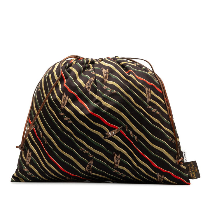 Loewe Canvas Drawstring Pouch Black Green Multicolor