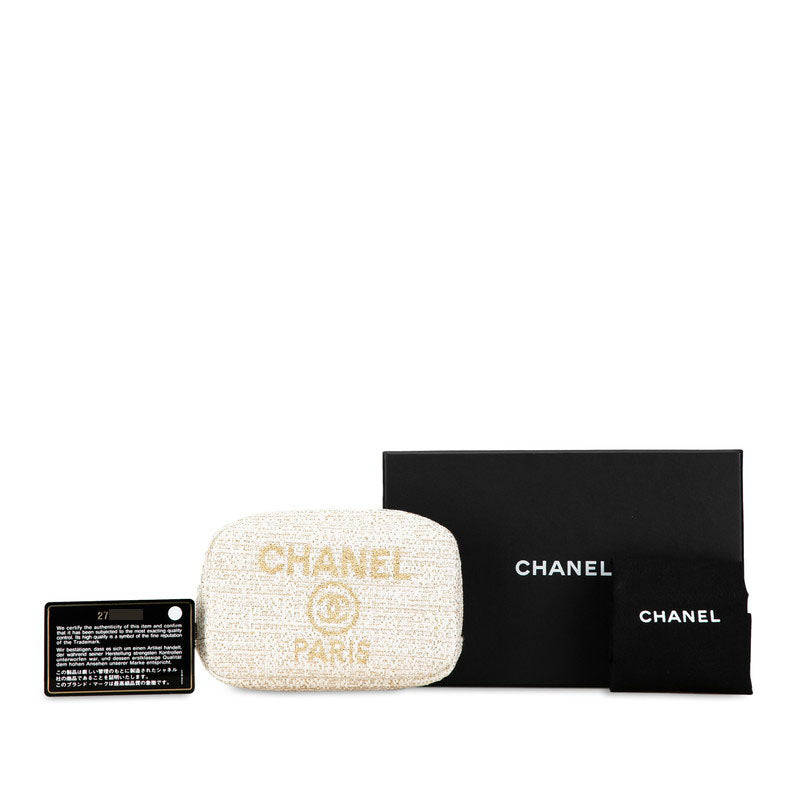 Chanel Tweed Deauville Pouch White Gold