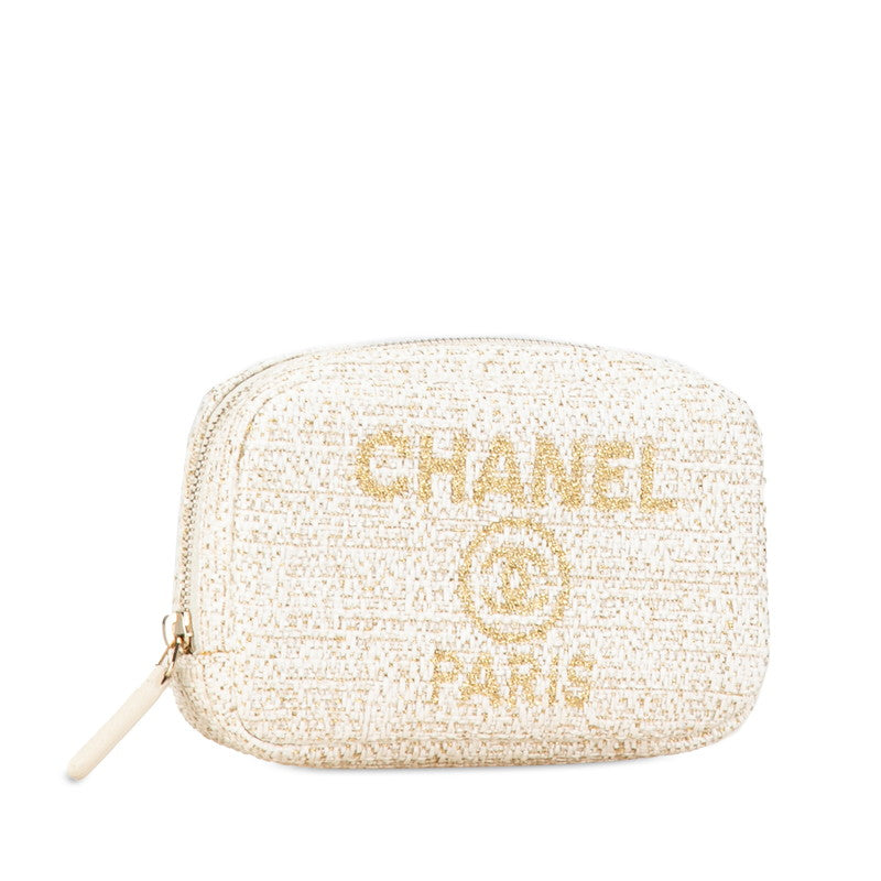 Chanel Tweed Deauville Pouch White Gold