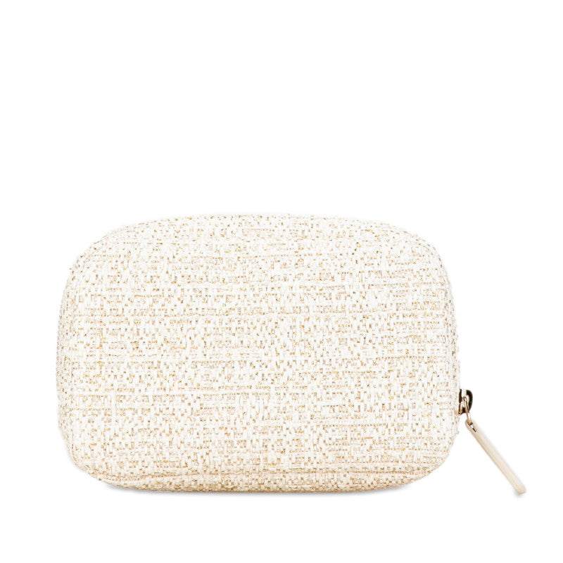 Chanel Tweed Deauville Pouch White Gold