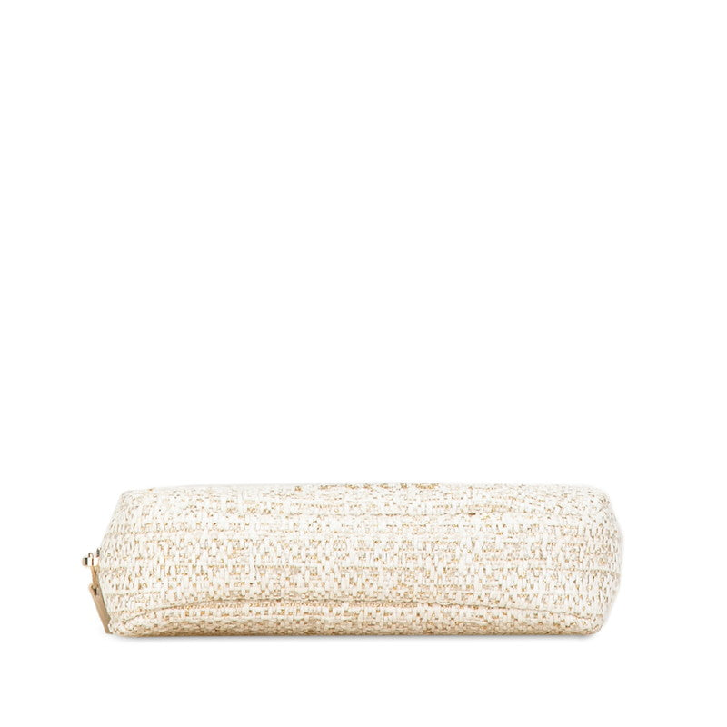 Chanel Tweed Deauville Pouch White Gold