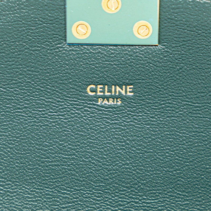 Celine Medium C Chain Shoulder Bag Dark Green Leather