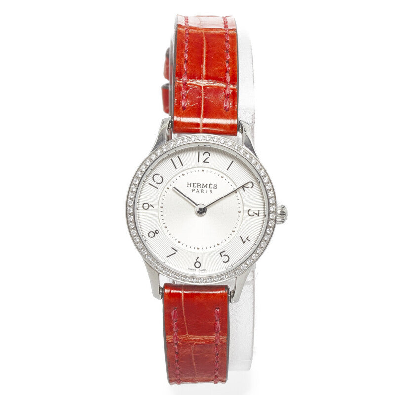 Hermes Slim d'Hermès Diamond Bezel Watch Metal Quartz CA2.130 in Good condition