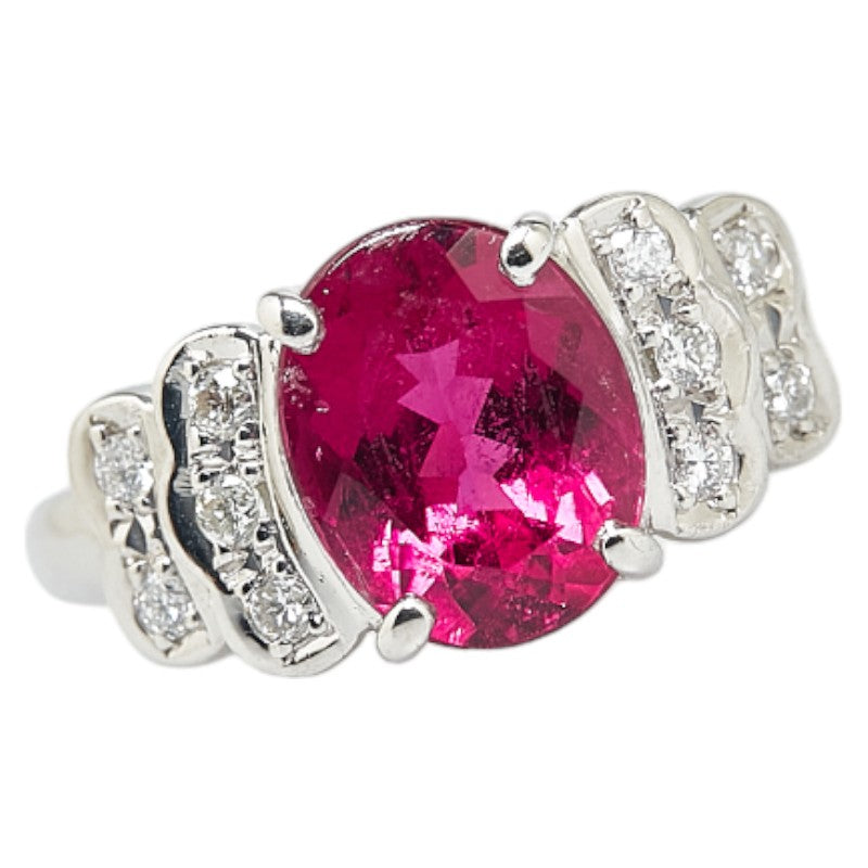 Pt900 Platinum Rubellite Tourmaline Ring