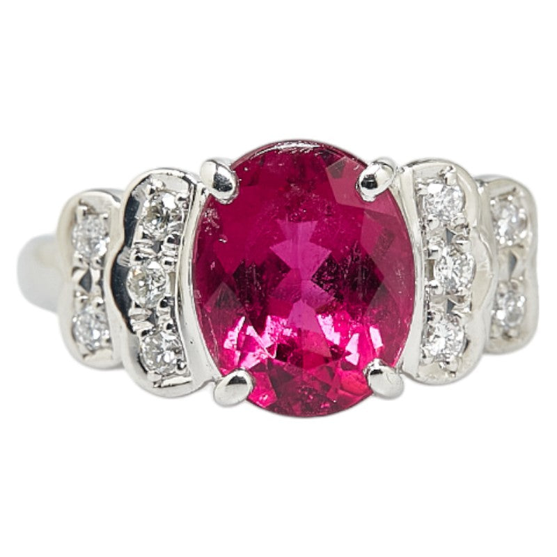 Pt900 Platinum Rubellite Tourmaline Ring in Great Condition