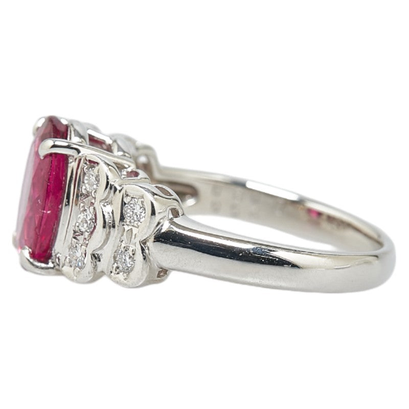 Pt900 Platinum Rubellite Tourmaline Ring in Great Condition