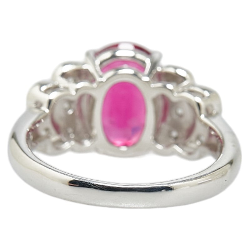 Pt900 Platinum Rubellite Tourmaline Ring in Great Condition