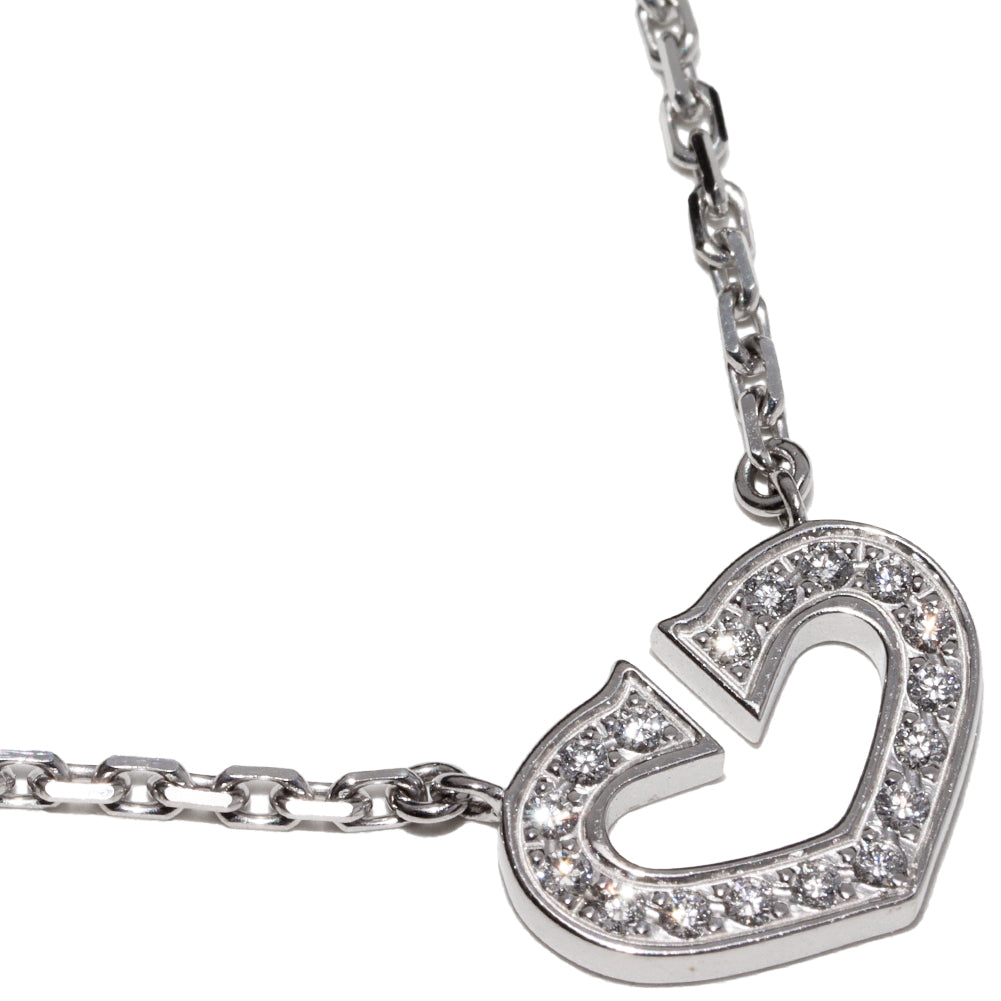 Cartier K18WG Diamond Heart Necklace B7008300