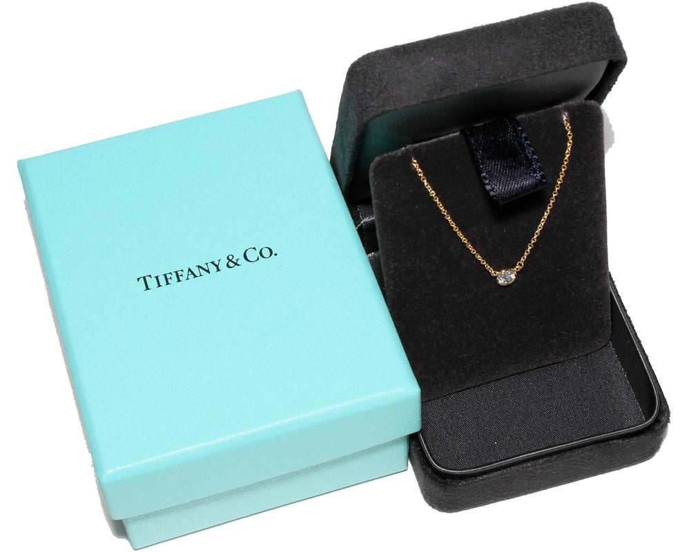 Tiffany & Co K18YG Diamond Pendant Necklace in Great Condition