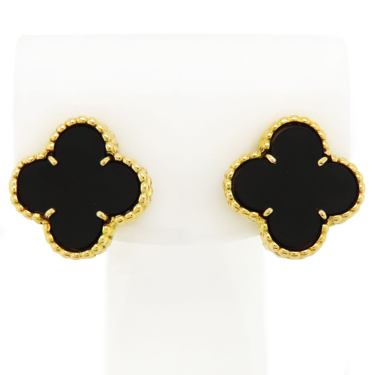 18k Gold Vintage Alhambra Onyx Earrings VCARA44200