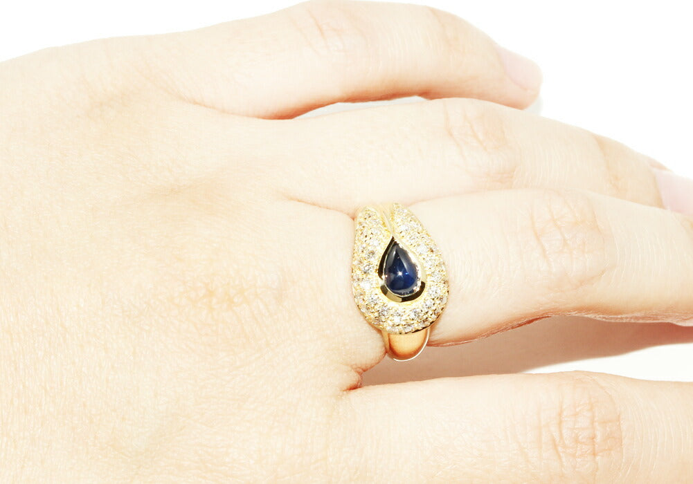 K18YG Sapphire Diamond Ring