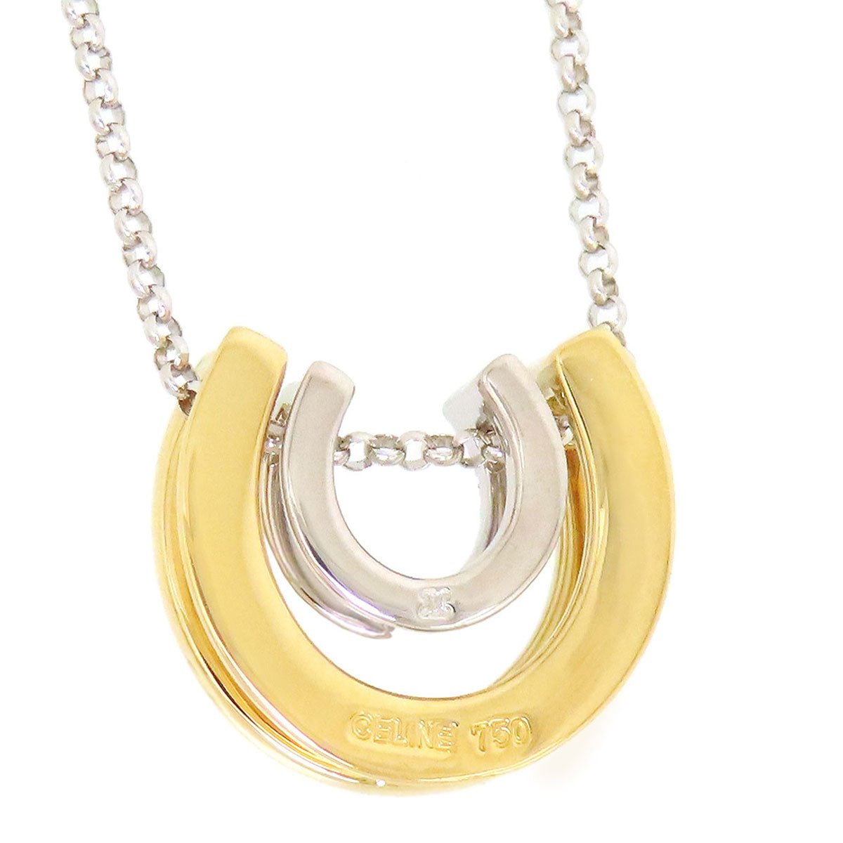 18k Gold Diamond Horseshoe Pendant Necklace