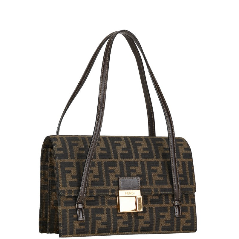 Fendi Zucca Canvas Leather Handbag Brown