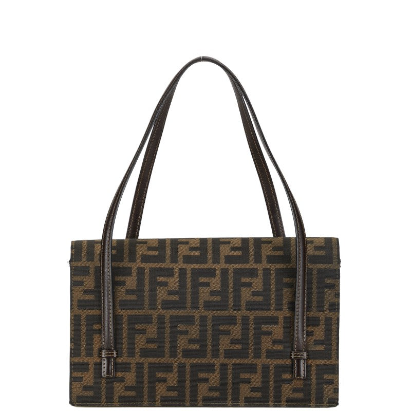 Fendi Zucca Canvas Leather Handbag Brown