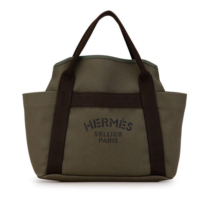 Hermes Canvas Leather Handbag Tote Bag