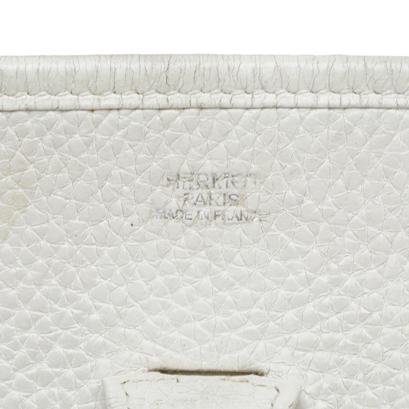 Hermes Evelyne PM Leather Crossbody Bag White Silver