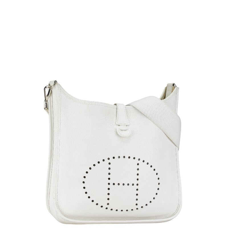 Hermes Evelyne PM Leather Crossbody Bag White Silver