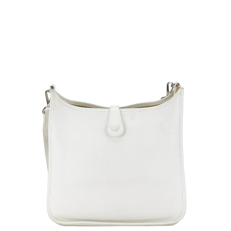 Hermes Evelyne PM Leather Crossbody Bag White Silver