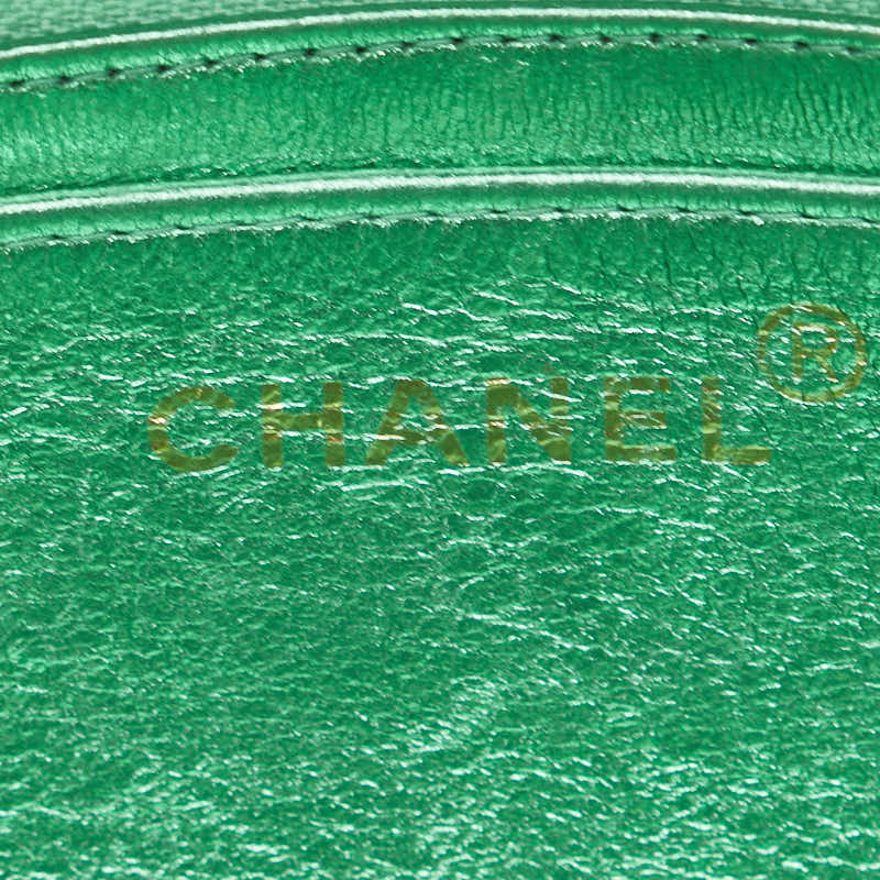 Chanel Leather Coco Mark Matelasse Handbag Green Gold in Very Good Condition