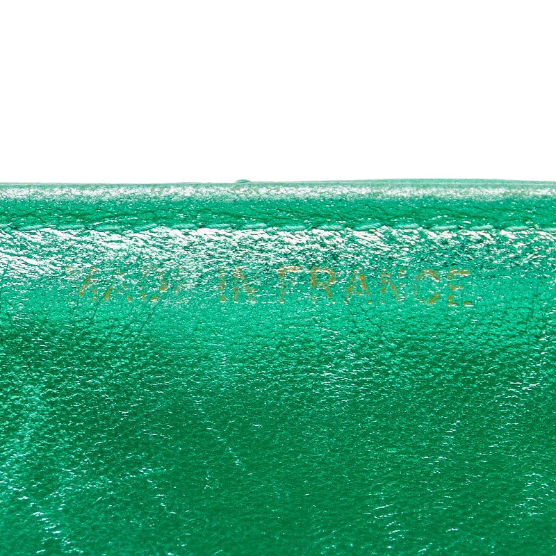 Chanel Leather Coco Mark Matelasse Handbag Green Gold in Very Good Condition