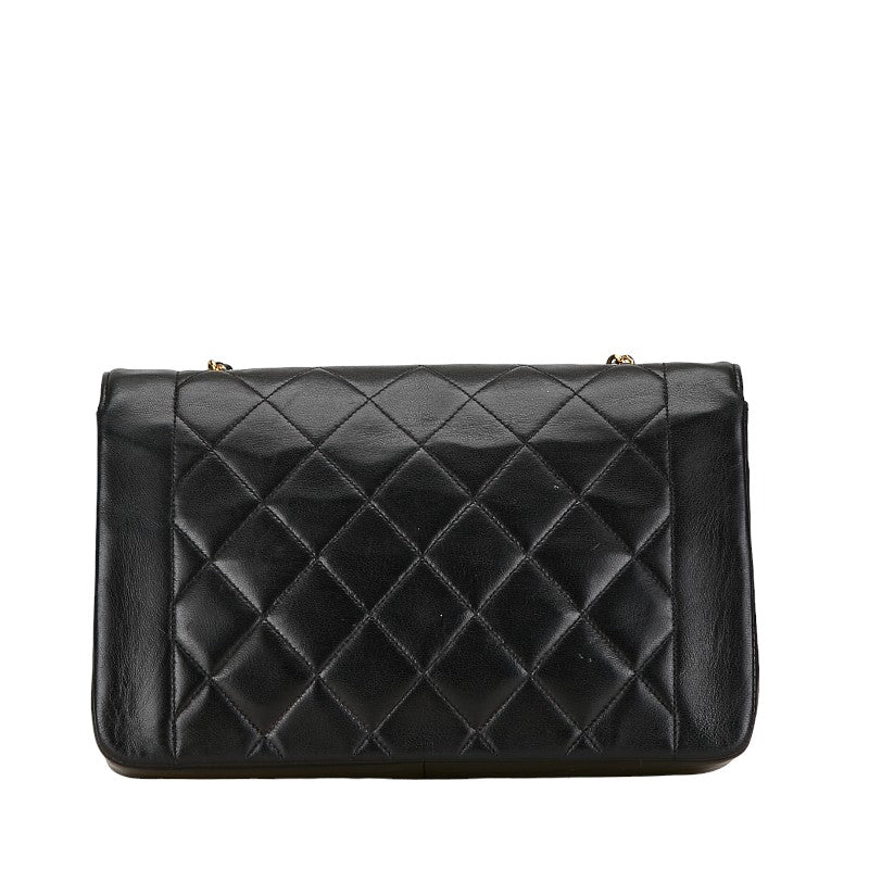 Chanel Diana 25 Chain Shoulder Bag Black Lambskin