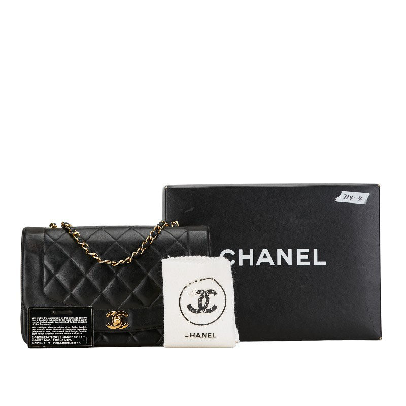 Chanel Diana 25 Chain Shoulder Bag Black Lambskin