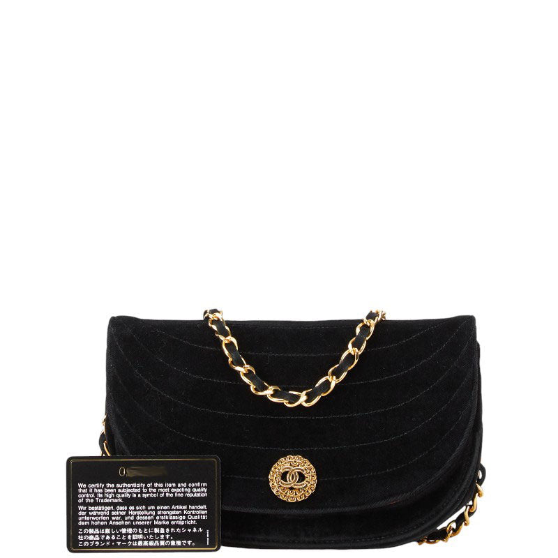 Chanel Suede Half Moon Coco Mark Chain Shoulder Bag