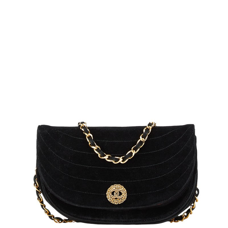 Chanel Suede Half Moon Coco Mark Chain Shoulder Bag