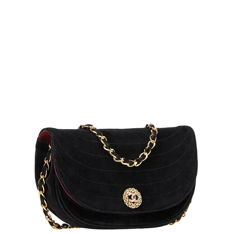 Chanel Suede Half Moon Coco Mark Chain Shoulder Bag in Very Good Condition