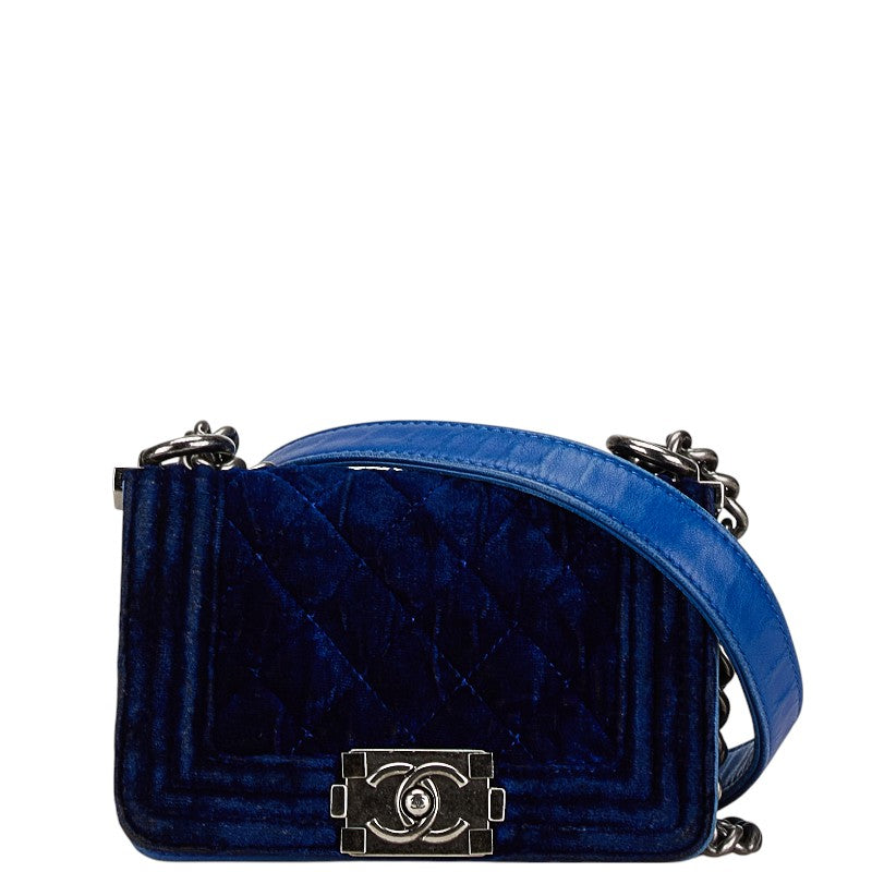 Chanel Mini Boy Matelasse Velvet Leather Shoulder Bag