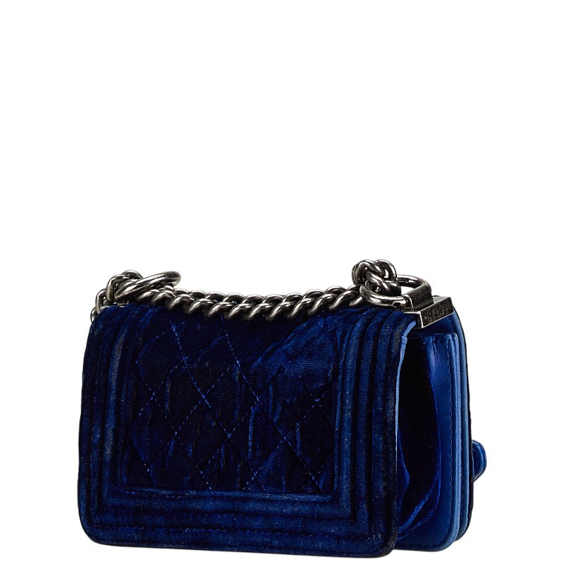 Chanel Mini Boy Matelasse Velvet Leather Shoulder Bag