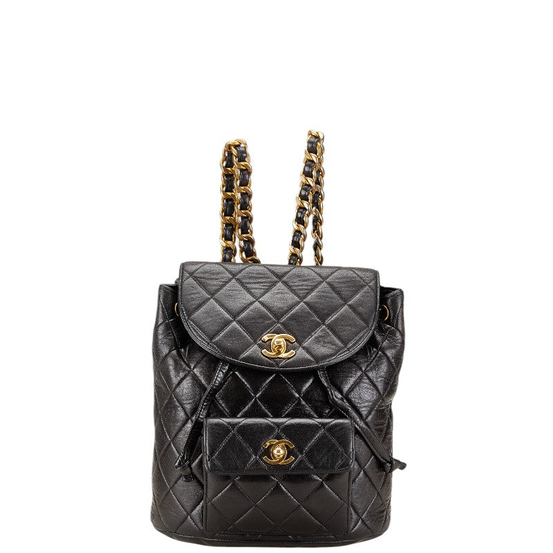 Chanel Matelasse Coco Mark Chain Backpack Black