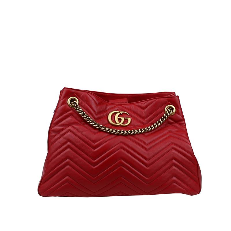 Gucci GG Marmont Metelasse Medium Shoulder Bag Leather Shoulder Bag 453569 in Very Good Condition