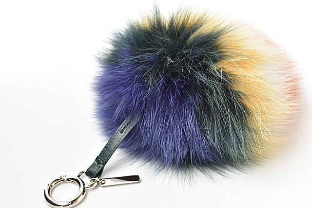 Fendi Fox Fur Calf Leather Keychain Bag Charm in Excellent Condition